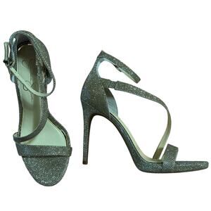 Jessica Simpson JS-RAYLI2 Glitter Heels 10M Gold Strappy Stiletto Sandals